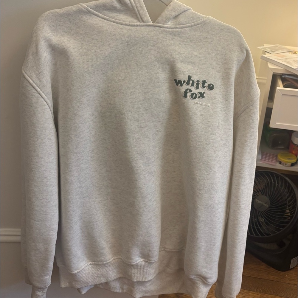 White Fox Light Gray Logo Hoodie